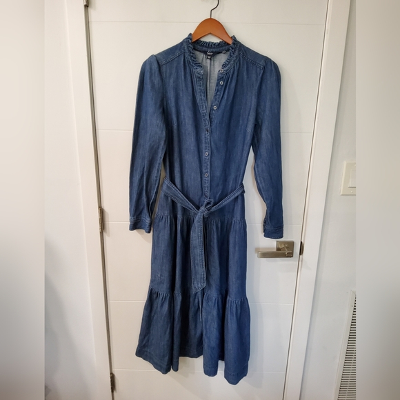 Boden Denim Ellen Tiered Shirt Dress Size 6R - Picture 3 of 12